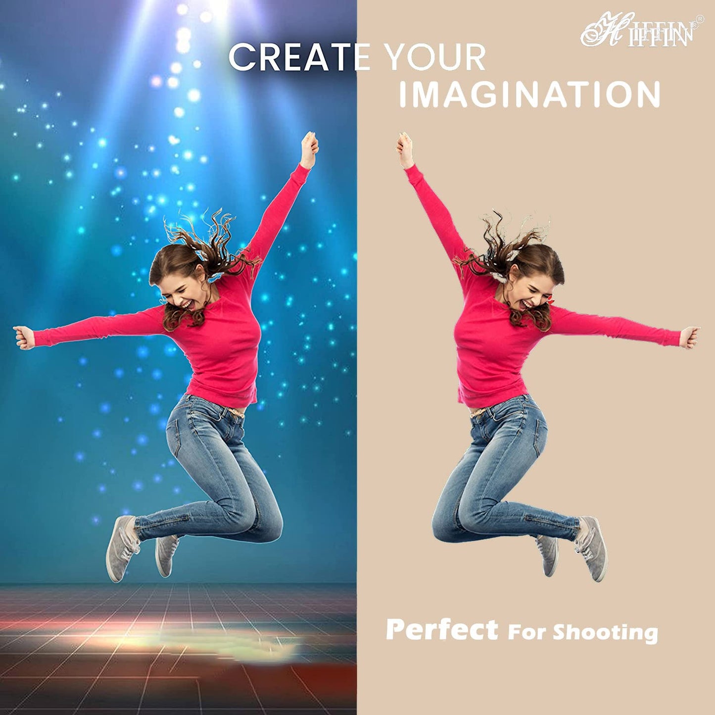 HIFFIN Professional 8x12Ft Solid Beige Screen Backdrop for Photography Background, Large Solid Beige Screen for Photoshoot, Game Live Steaming Video Conference (8x12Ft Solid Beige Backdrop)