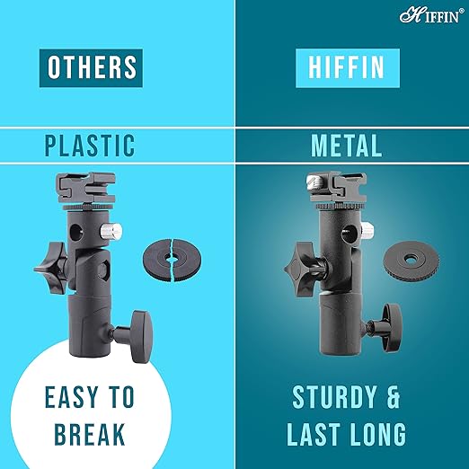 HIFFIN® Branded E Type Camera Flash Speedlite Mount Swivel Light Stand Bracket with Umbrella Reflector Holder Compatible DSLR Flashes Studio Light LED Light