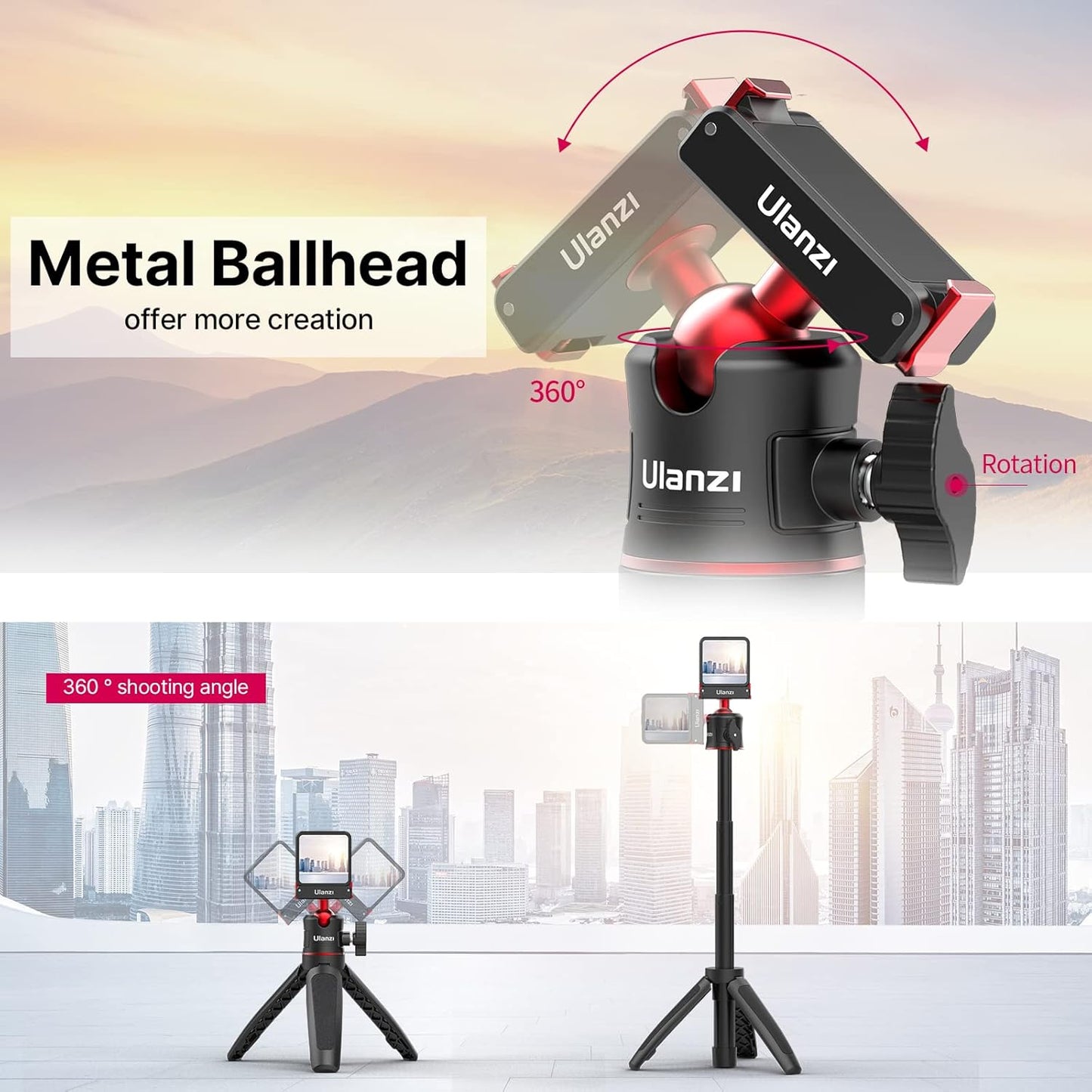 Mini Tripod for DJI Action 2 - MT-50 Small Tripod Magnetic Quick Release 3 Adjustment Extendable Handle Vlog Accessory Tripod Grip for DJI Action 2