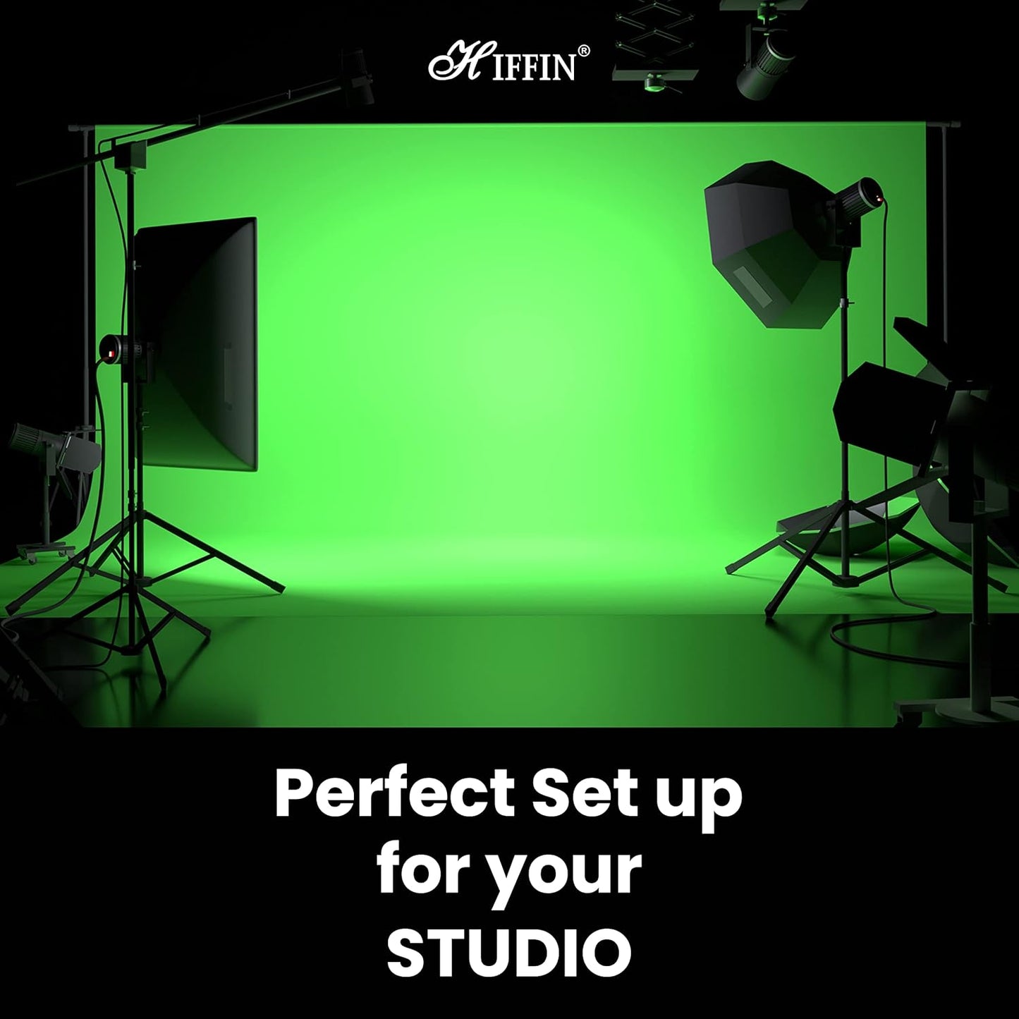 HIFFIN 8x14 Ft, Green Professional Backdrop for Background Photography Background Stand for Photo Light Studio Accurate Size 8x14 Ft