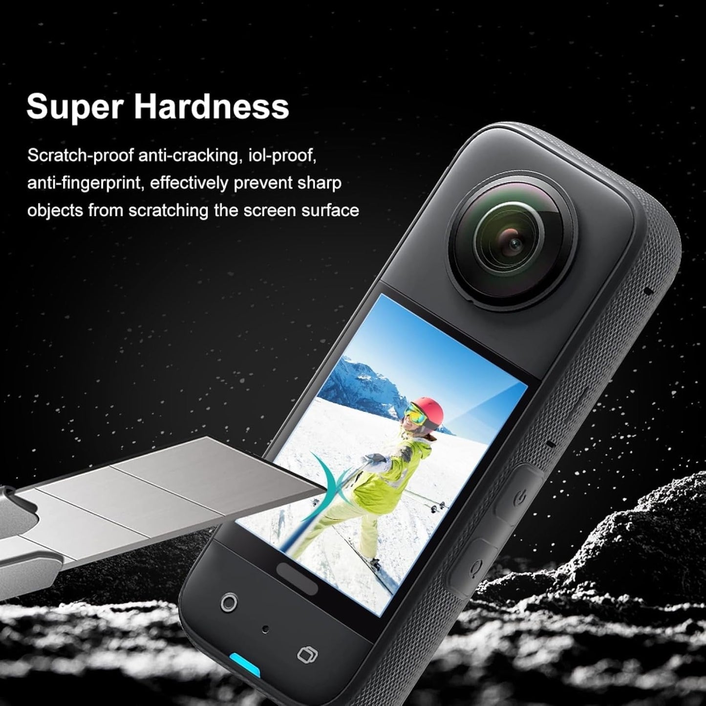 Hiffin Screen Protector 9H 2.5D Curved HD Screen Tempered Glass Film Ultra-Thin LCD Display Guard for Insta 360 X3 with Full Screen Coverage & Easy Installation Kit