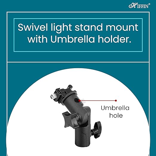 HIFFIN® Branded E Type Camera Flash Speedlite Mount Swivel Light Stand Bracket with Umbrella Reflector Holder Compatible DSLR Flashes Studio Light LED Light