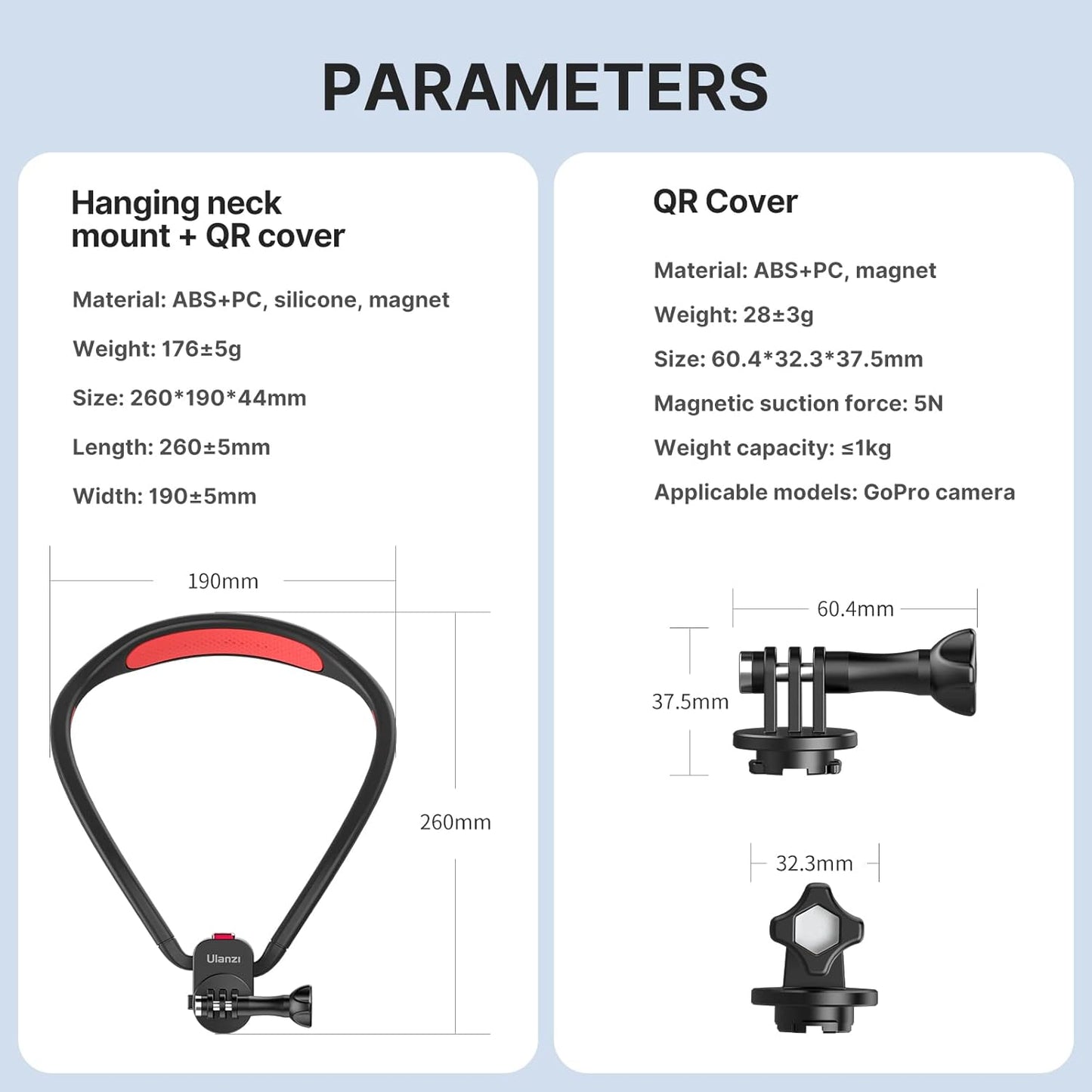 ULANZI Go-Quick II Neck Mount Magnetic Holder for GoPro, DJI, Insta360