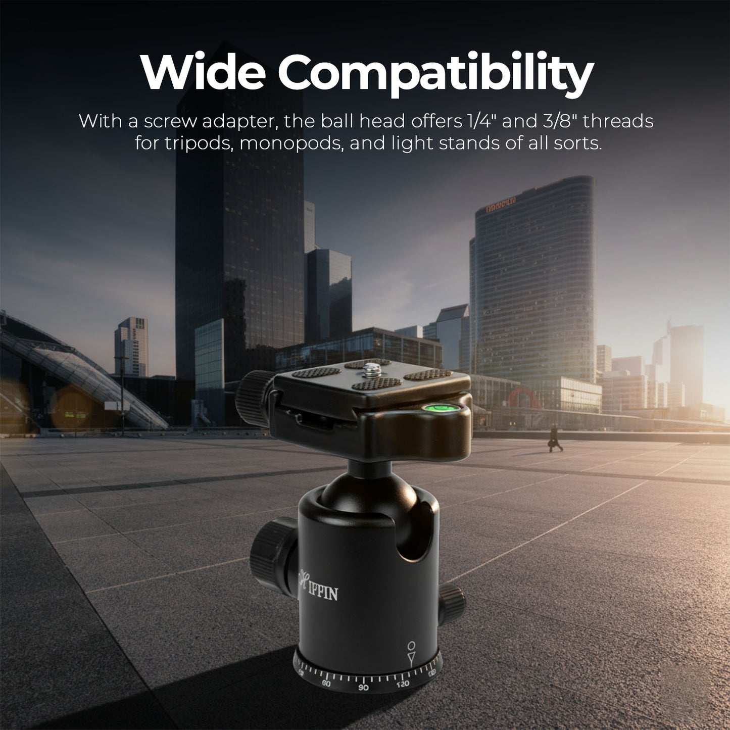 HIFFIN®Professional Metal 360 Degree Rotating Panoramic Ball Head with 1/4 inch Quick Release Plate and Bubble Level,up to 17.6pounds/8kilograms,for Tripod,Monopod,Slider,DSLR Camera,Camcorder