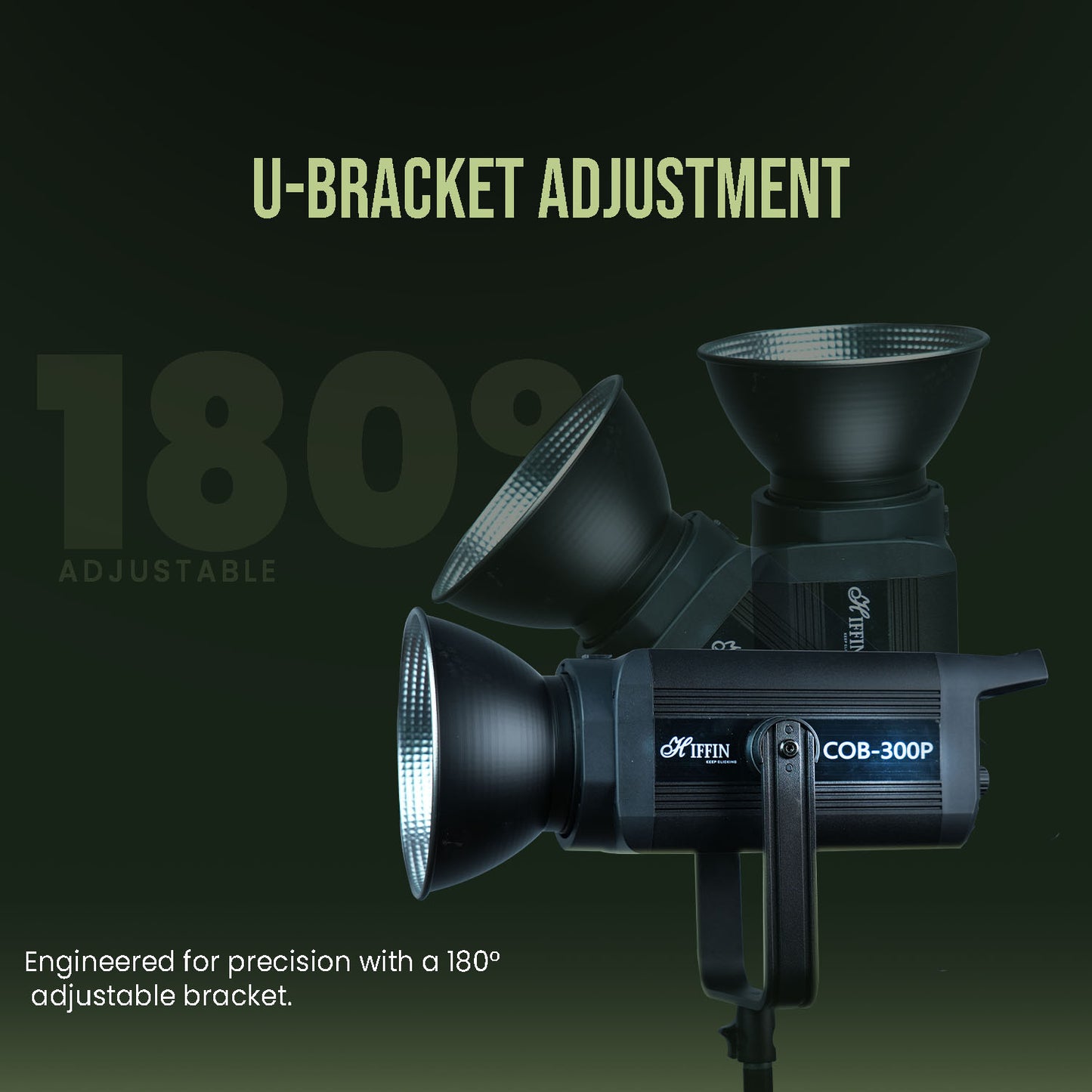 COB-300P 300W LED Video Light, 2800K-6800K Dimmable, Remote Control