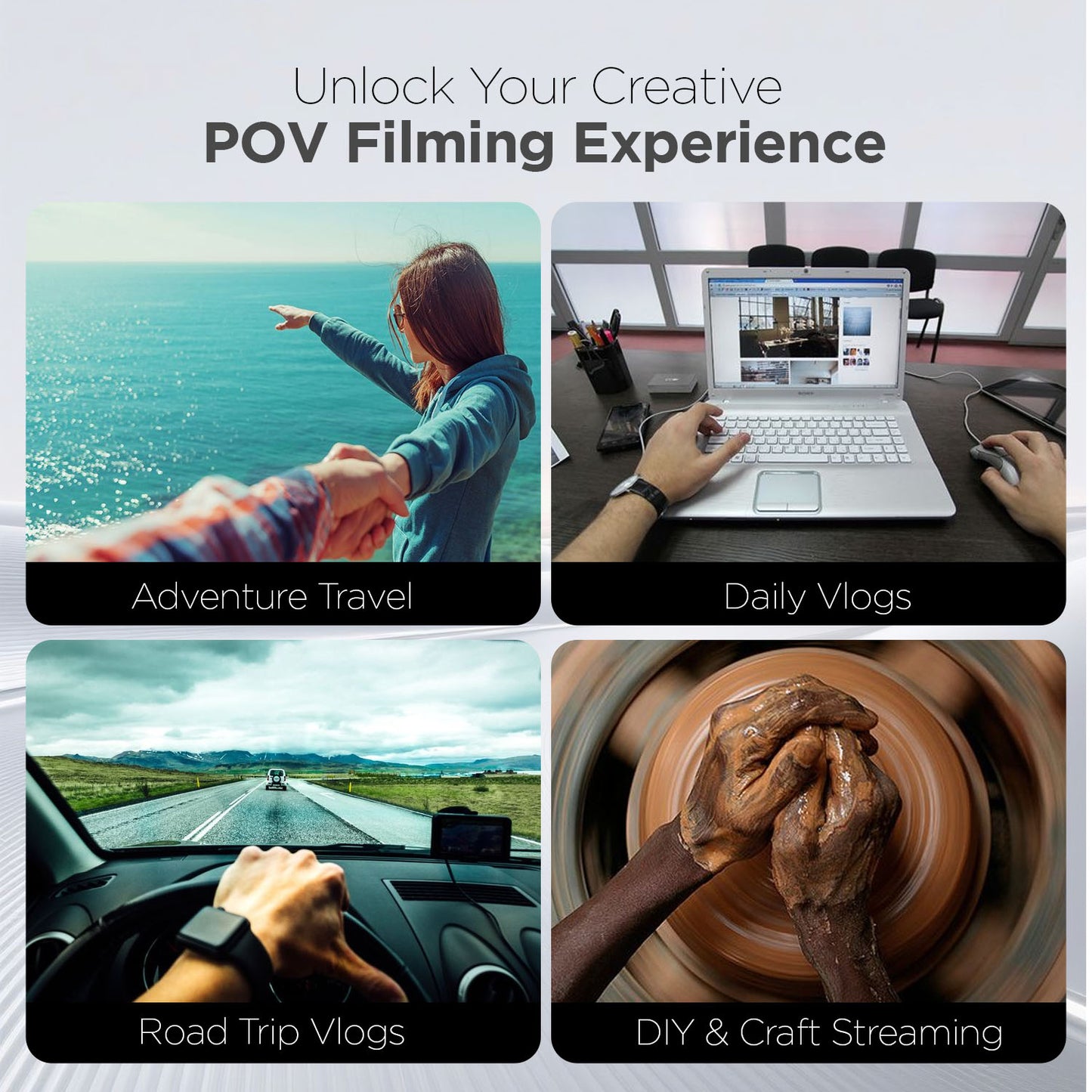 Magnetic Neck & Chest Mount | 360° POV Vlog Holder with Quick-Release Grip, IPhone & Android