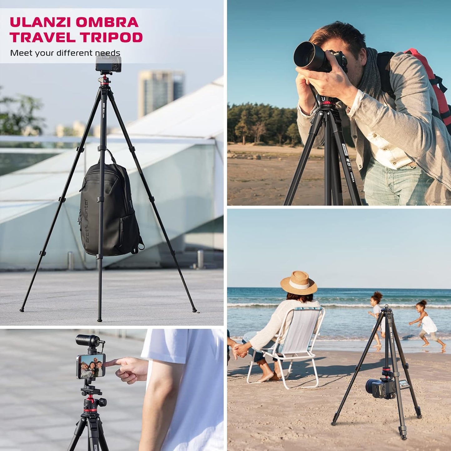 ULANZI MT-55 Travel Tripod Stand for DSLR & Smartphone, Ombra
