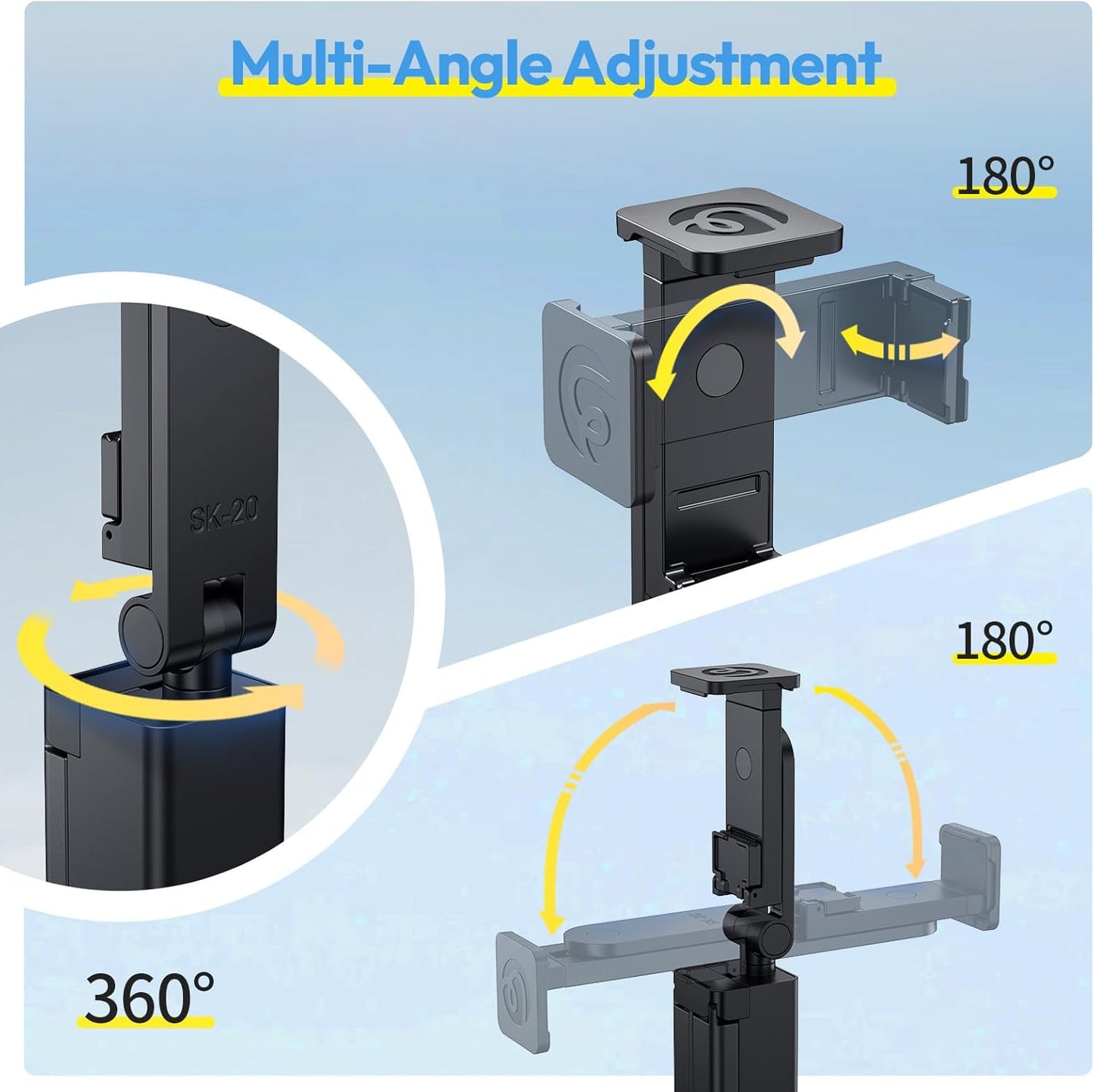 ULANZI SK-20 Travel Essentials Airplane Phone Holder, Phone Tripod 360° Rotation,Travel Must Have Handsfree Cellphone Stand for Desk,Flight Essential Universal Adjustable Stand for Train Table