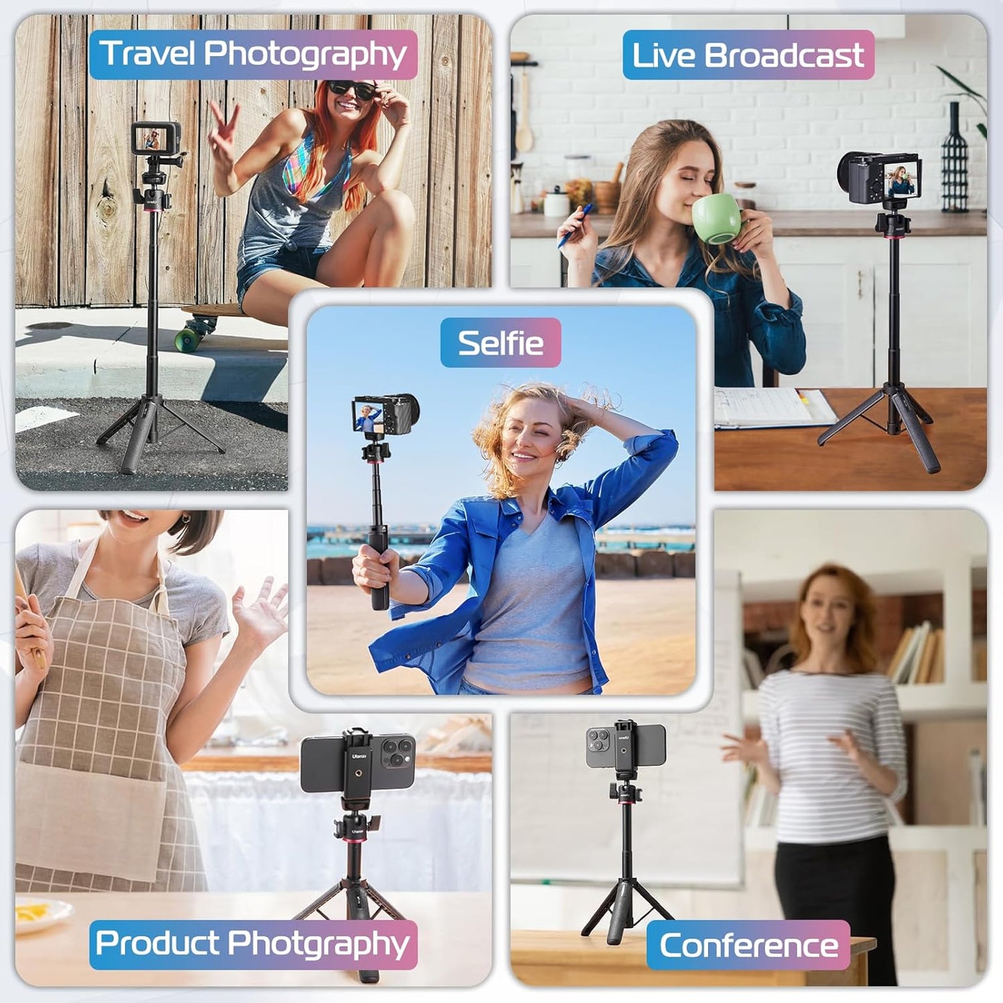 ULANZI MT-73 Extension Pole Tripod, Selfie Stick for Vlogging Cameras