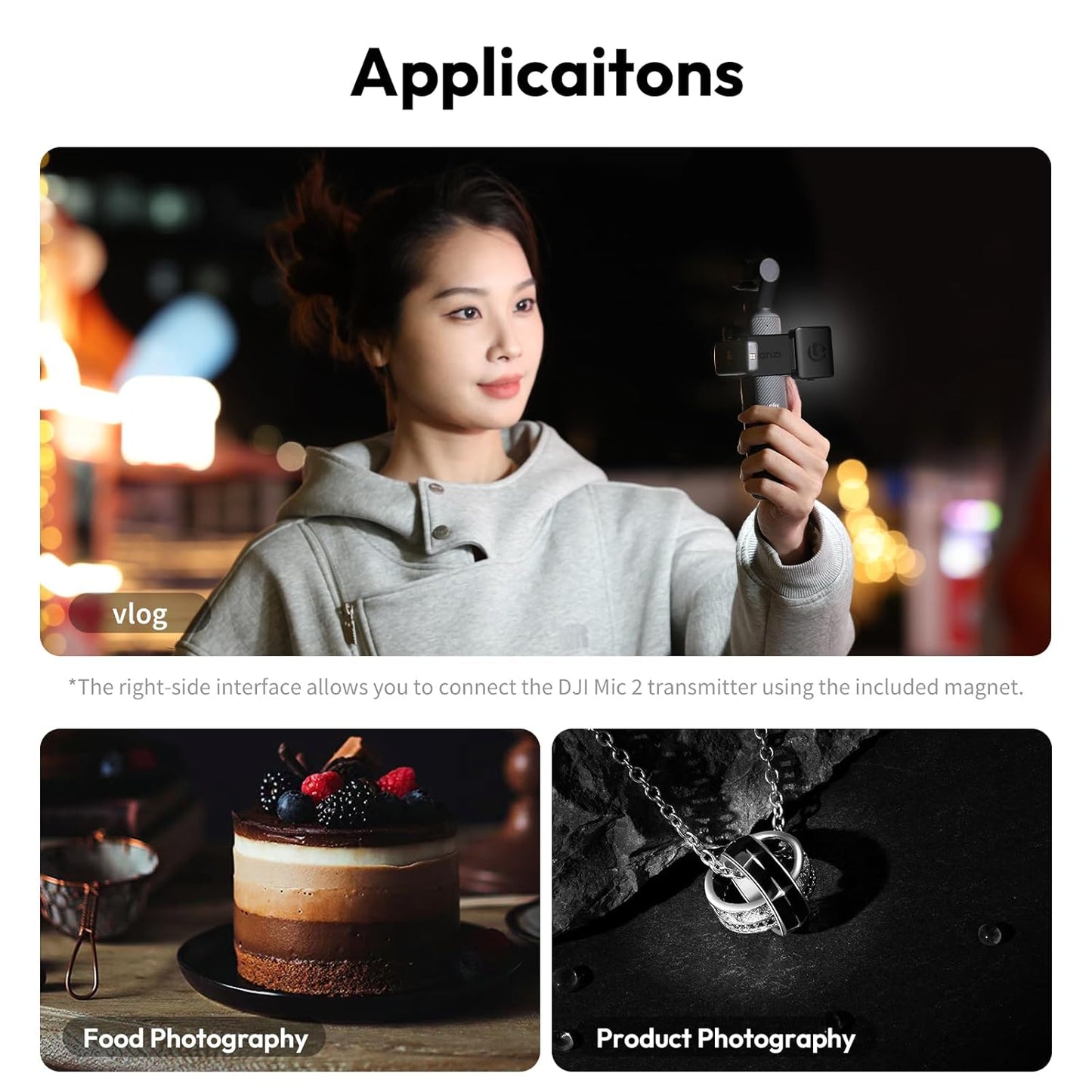 ULANZI LM001 Magnetic Mini Light for DJI Osmo Pocket 3, 2W USB-C, 500mAh, 5800K, CRI≥95, IPX4, 3-Level Brightness