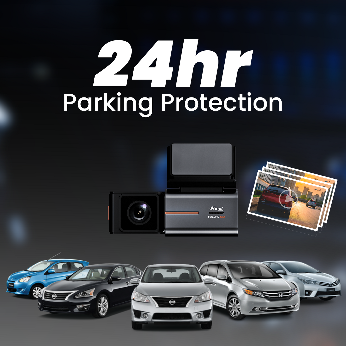 RoadCam X2 4K Front + 1080P Rear Dashcam, Night Vision, WiFi, G-Sensor