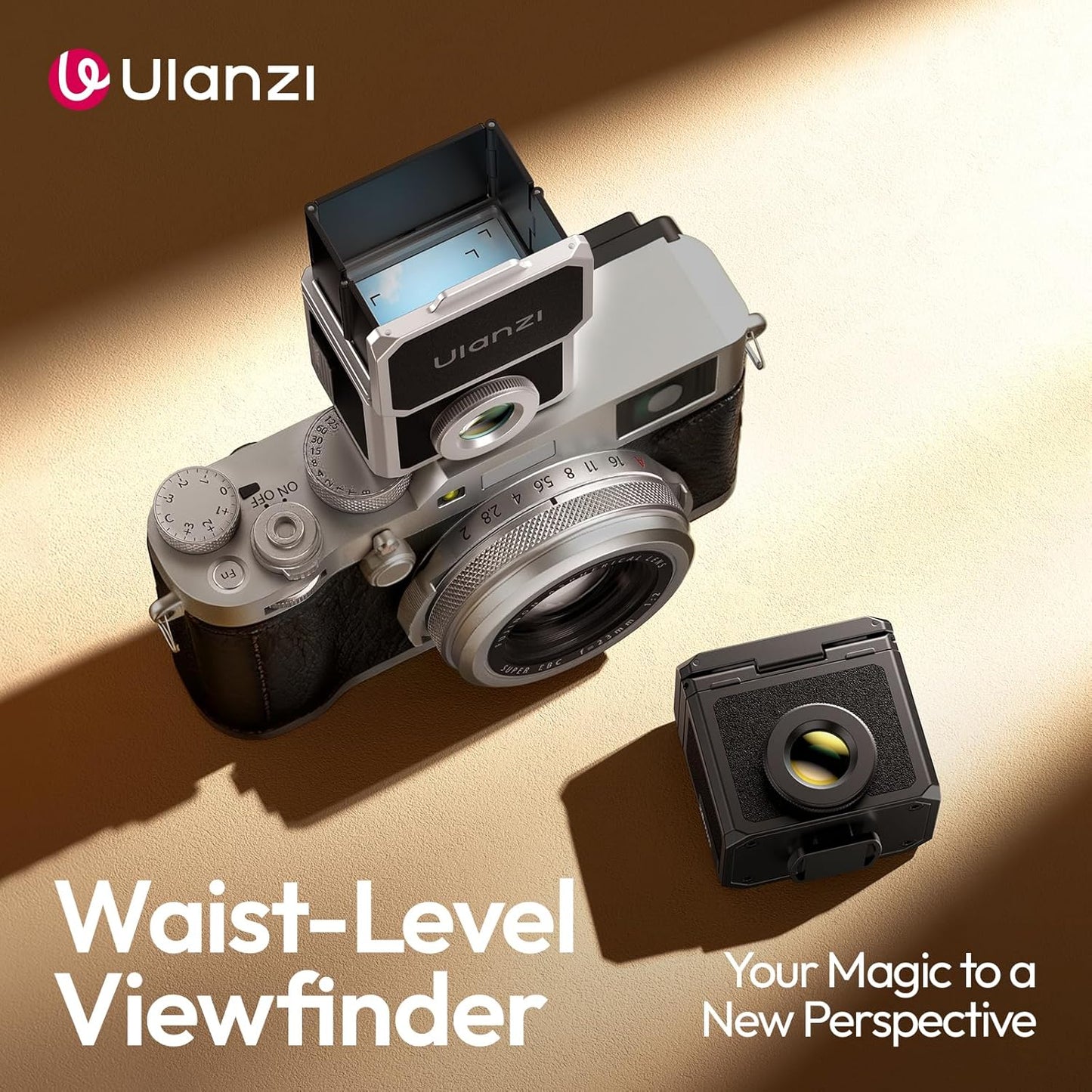 ULANZI VF01 28mm Waist-Level Viewfinder 35/50 Lines Magnetic Hood Black