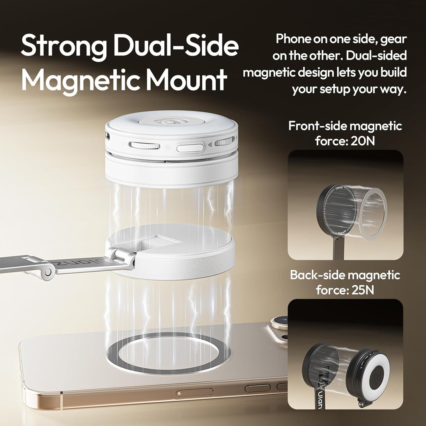 ULANZI MT85 Automatic Phone Tripod, 60โณ Auto-Open 4-Leg Stand for iPhone 12โ17, Black/White