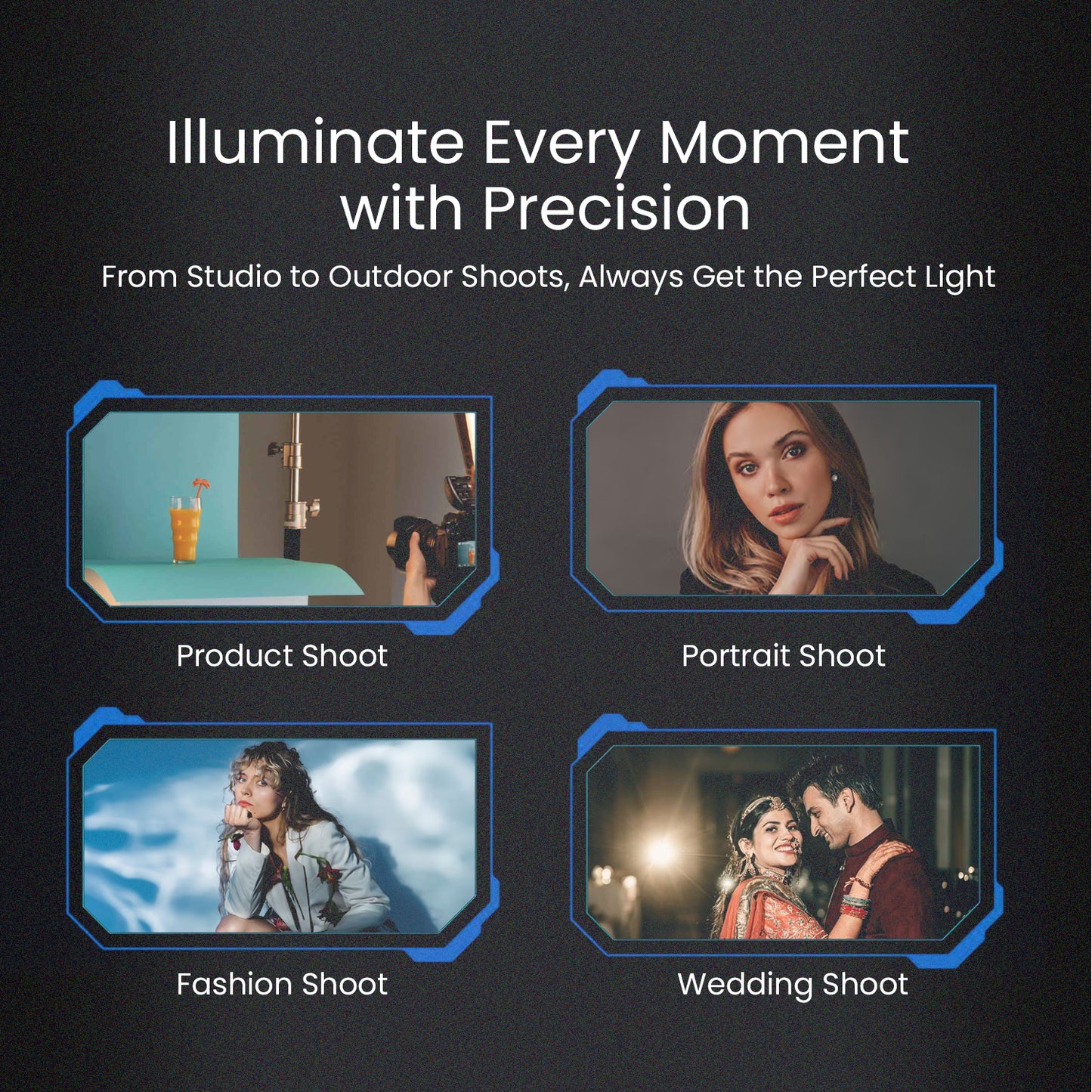 COB-120P Professional 120W Bi-Color Video Light for Studio Film Recording, 3200K-5600K Dimmable with Remote Control