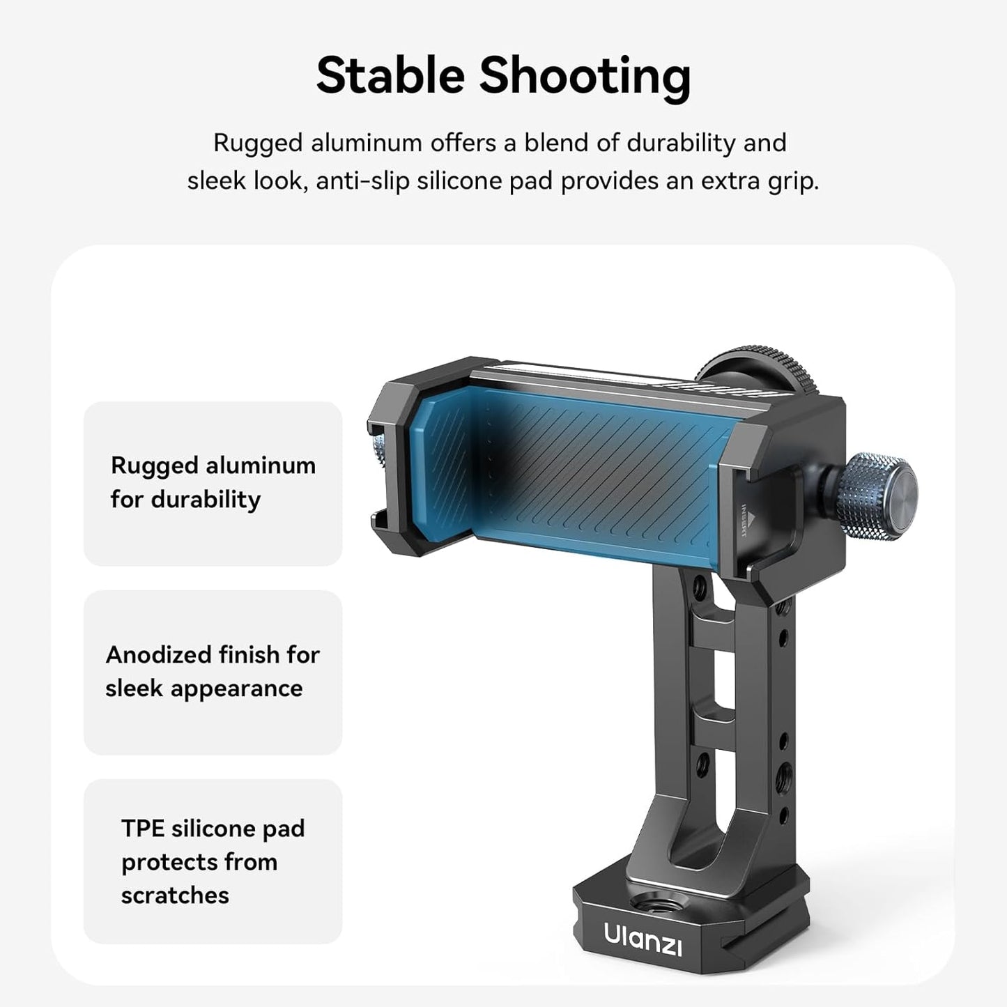 Ulanzi MA53 Phone Tripod Adapter, Arca/UKA, 2 Cold Shoe, 360° Metal Mount