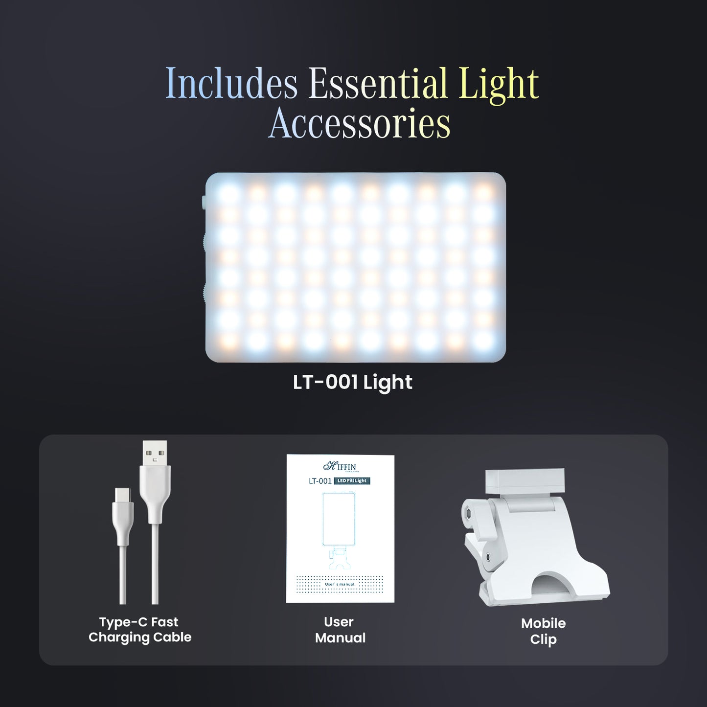 Selfie Light, 3 Modes, 2000mAh Battery, Rechargeable