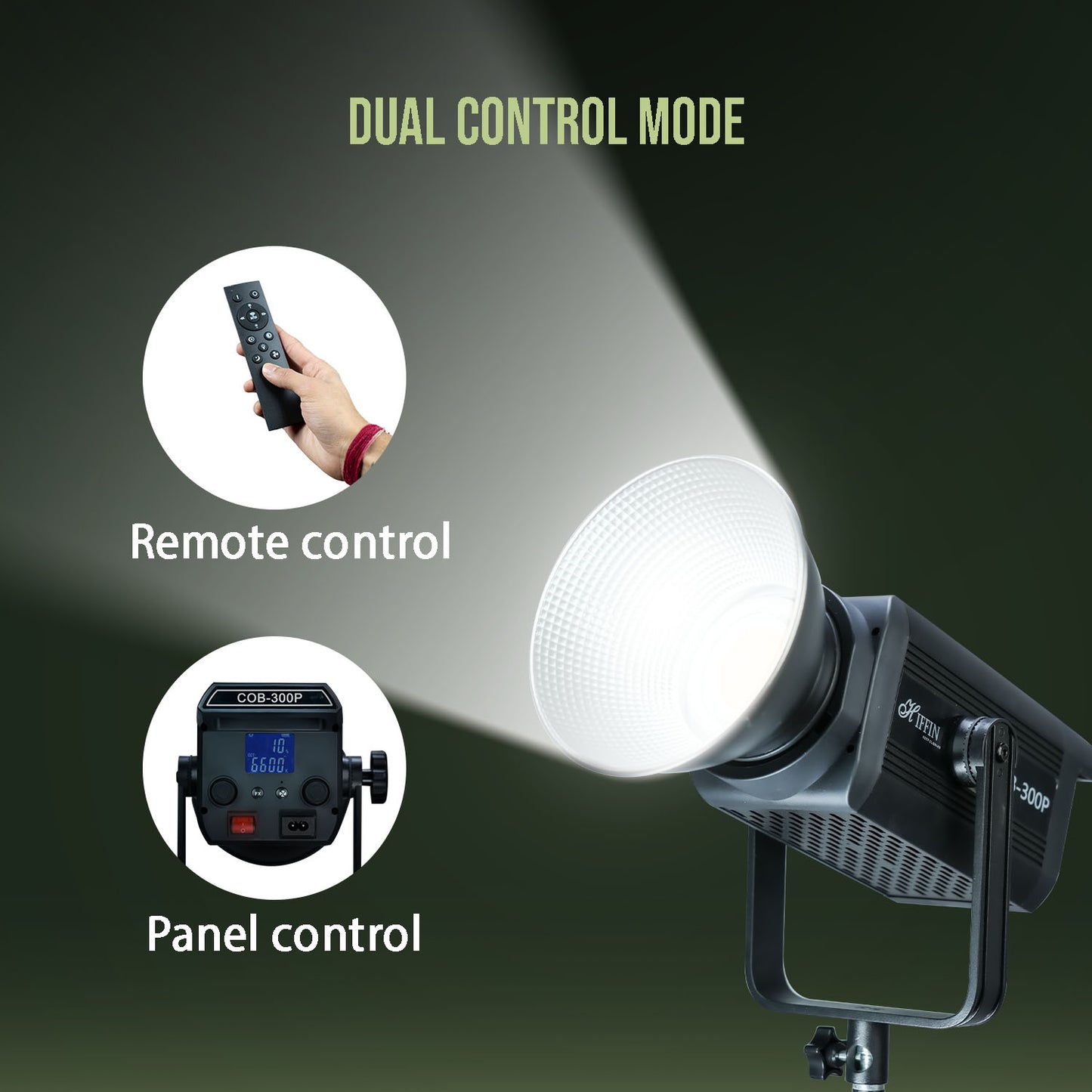 COB-300P 300W LED Video Light, 2800K-6800K Dimmable, Remote Control