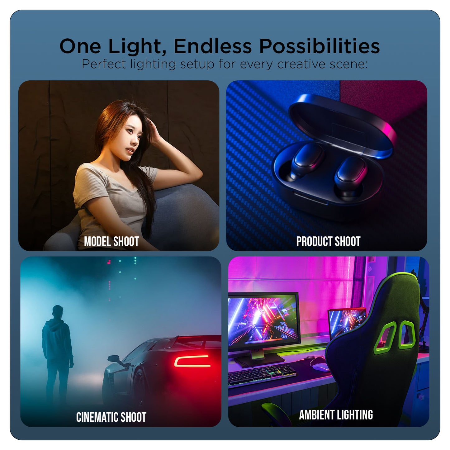 COB-250P RGB LED Video Light 19,800Lm 2800K–6800K 10–100% Dimmable 11 FX Remote Control