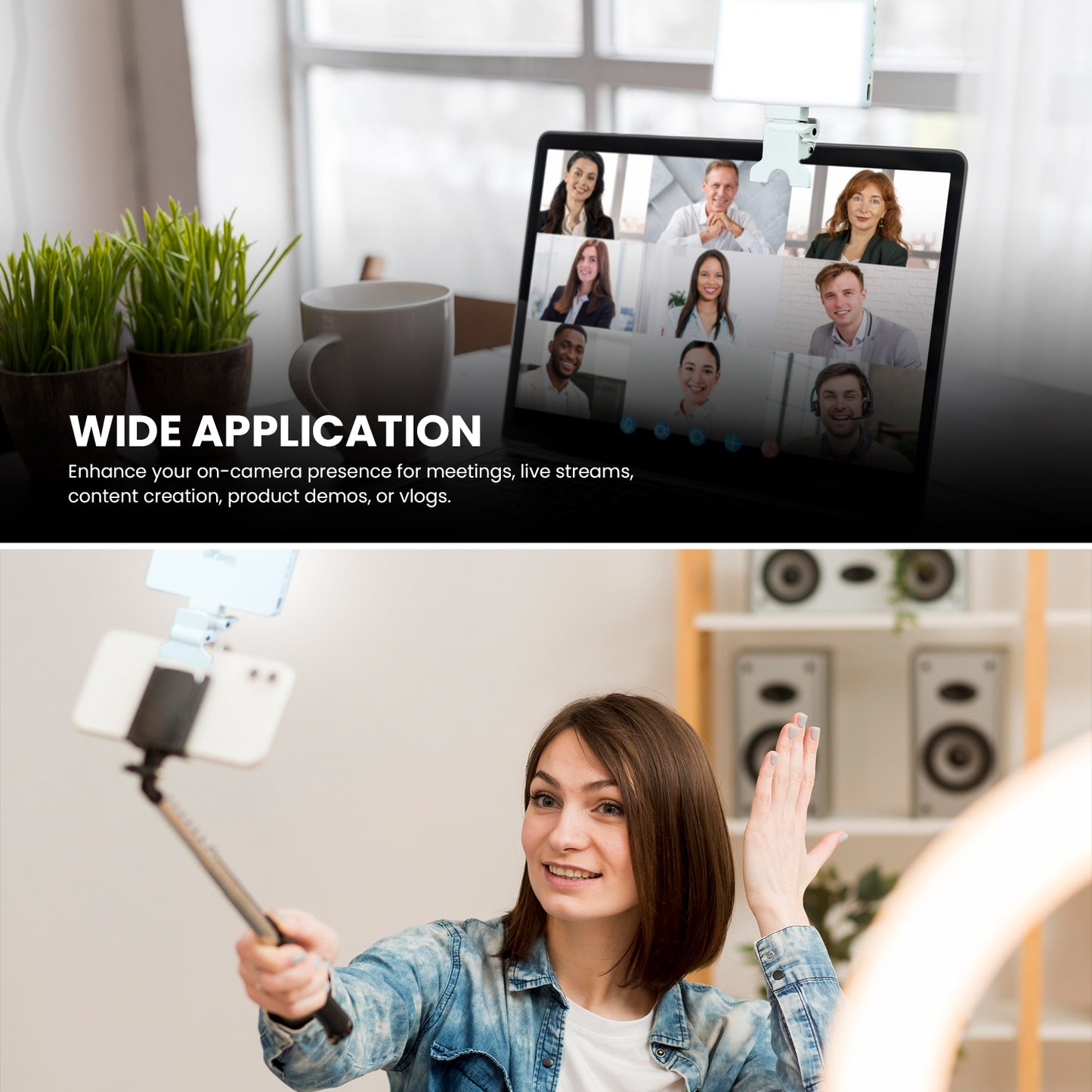 Selfie Light, 3 Modes, 2000mAh Battery, Rechargeable