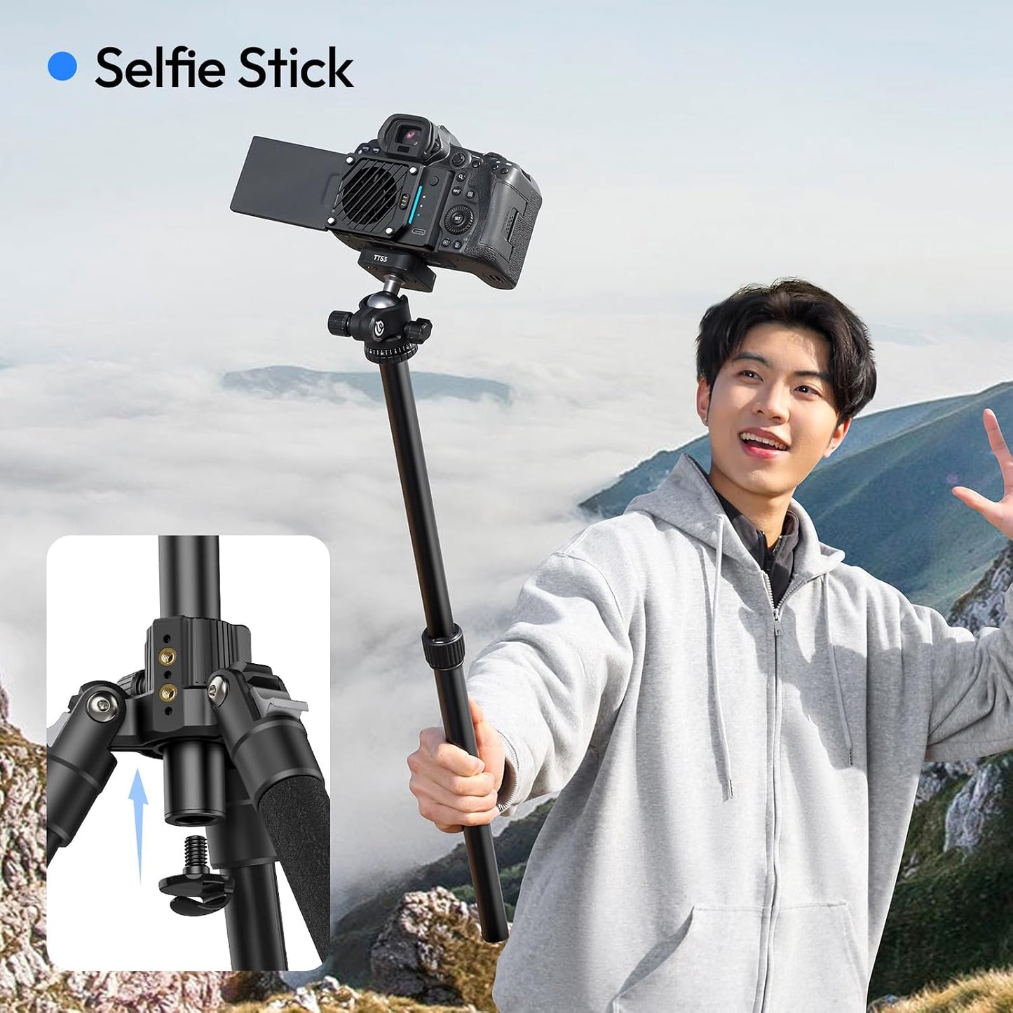 ULANZI TT53 Camera Tripod, 70.8” Travel, Heavy Duty Foldable, 360° Ball Head UKA Plate