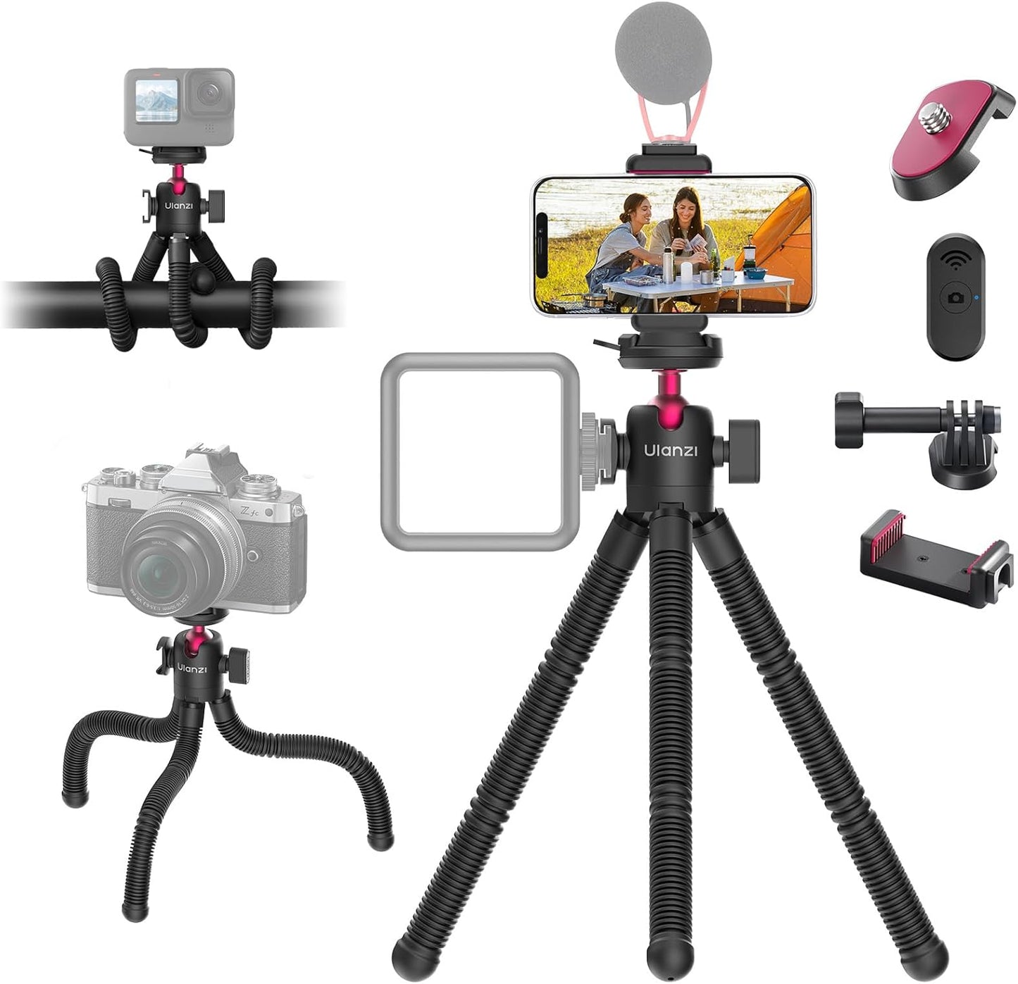 ULANZI MT-91 Flexible Octopus Tripod 3-in-1 for Phone/GoPro/Camera w Bluetooth