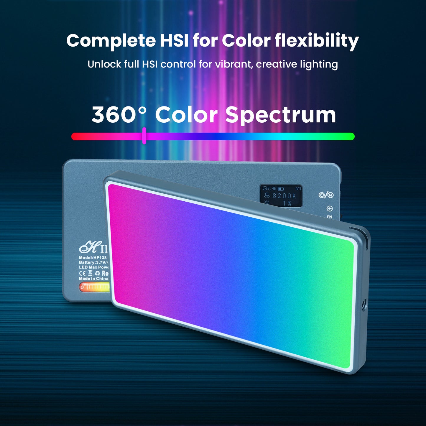 Pro RGB Video Light, 21 Modes, 4000mAh, 2500K-9000K, 12watt