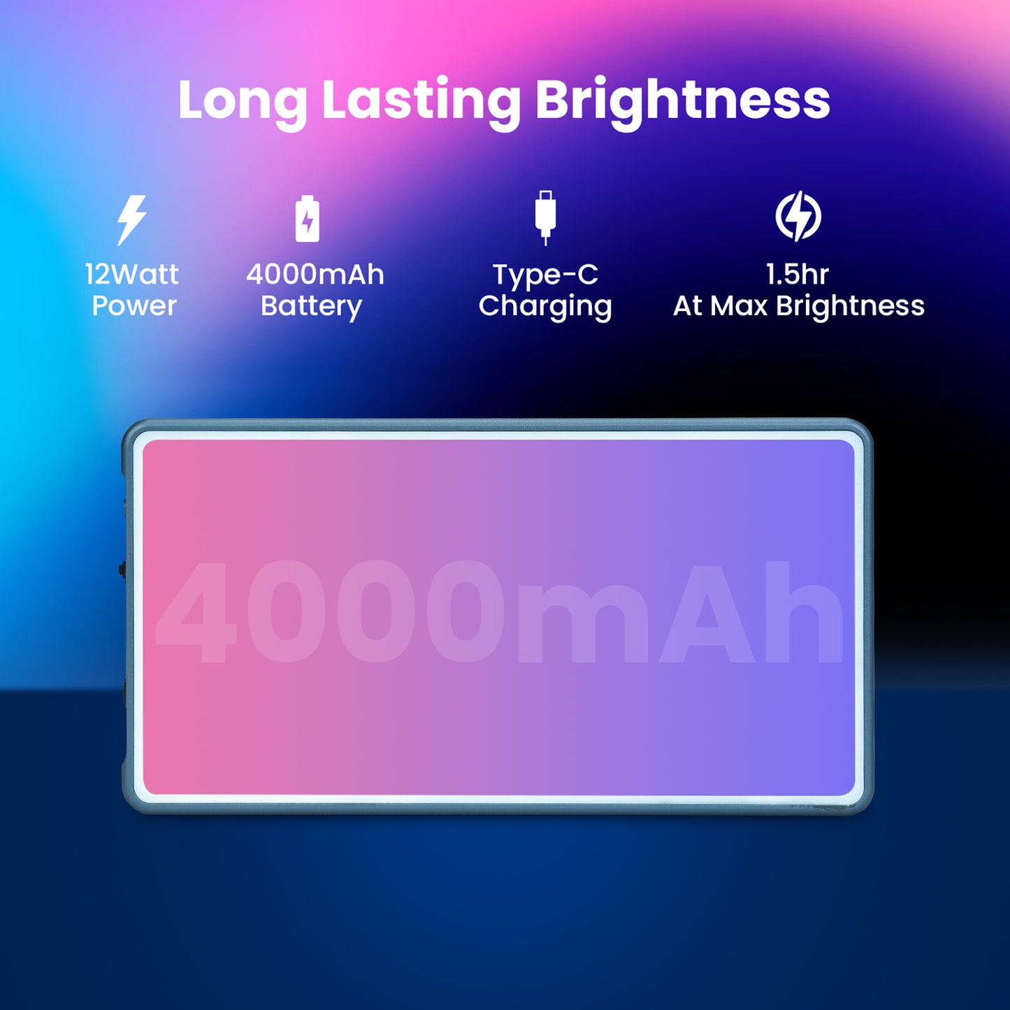 Pro RGB Video Light, 21 Modes, 4000mAh, 2500K-9000K, 12watt