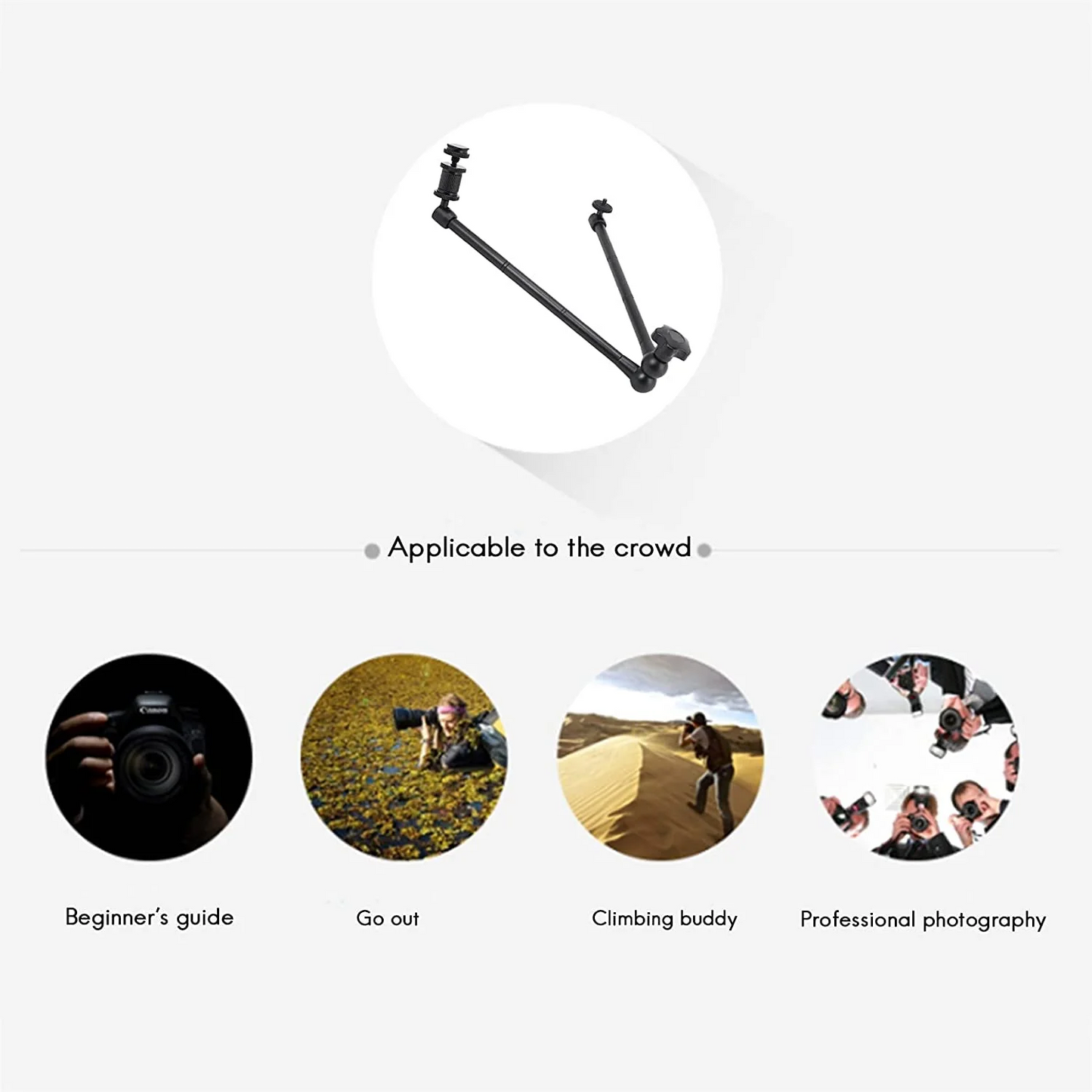 HIFFIN®15nch Adjustable Articulating Friction Magic Arm with Hot Shoe Mount for LED Light DSLR Rig LCD Monitor