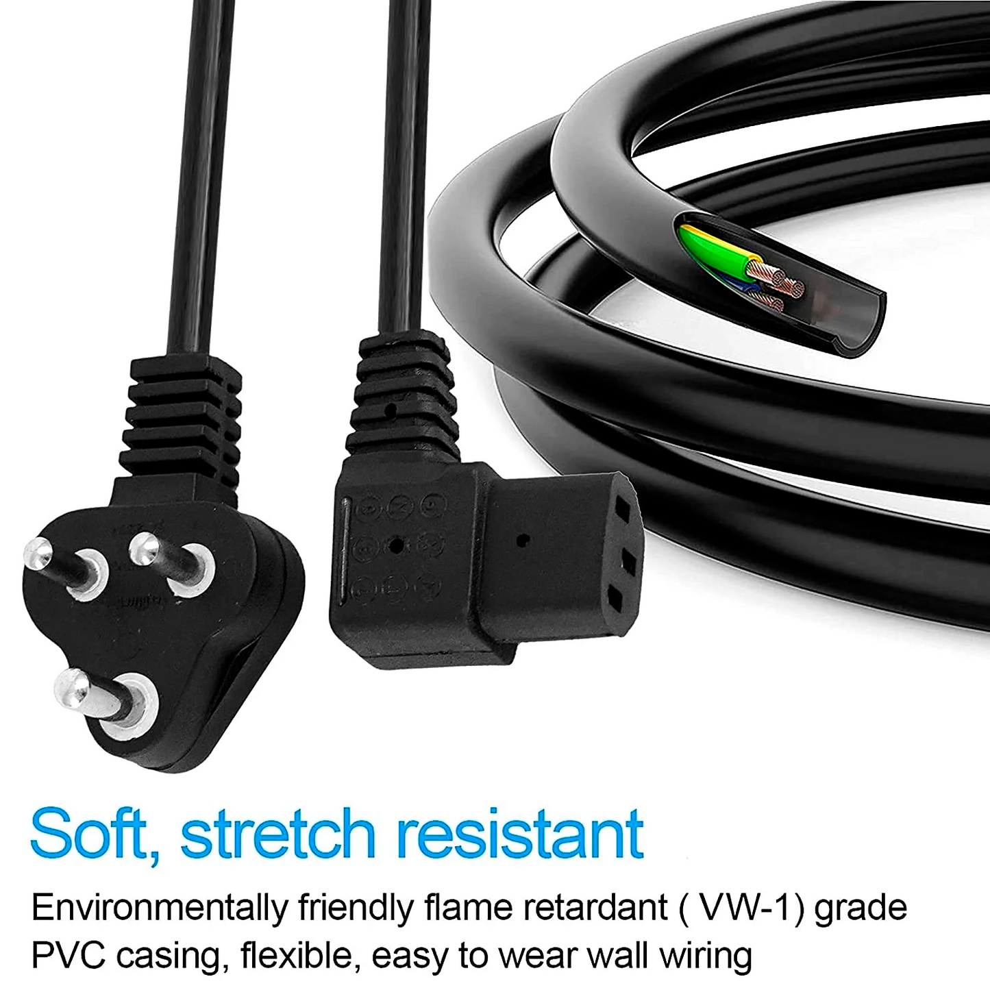 HIFFIN® 5 Meter 250 Volts 3 Pin Laptop Power Cable Cord Charger Adapter with Box Package - Black