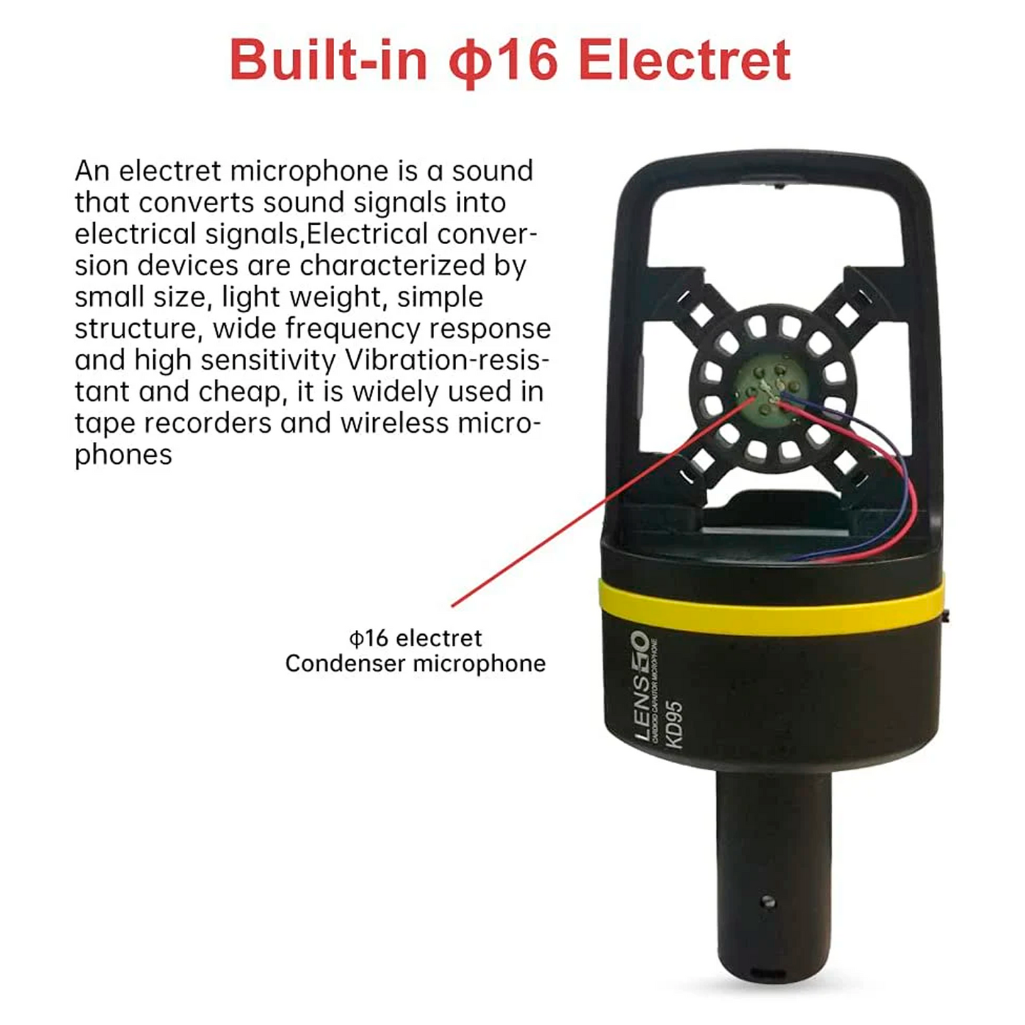 LENSGO KD95 Professional Cardioid Capaitor Studio Condenser Microphone Mic with XLR to 3.5mm Cable for Podcasting, Streaming, Vocal Recording, Singer, Podcaster, Skype, YouTube (Black)