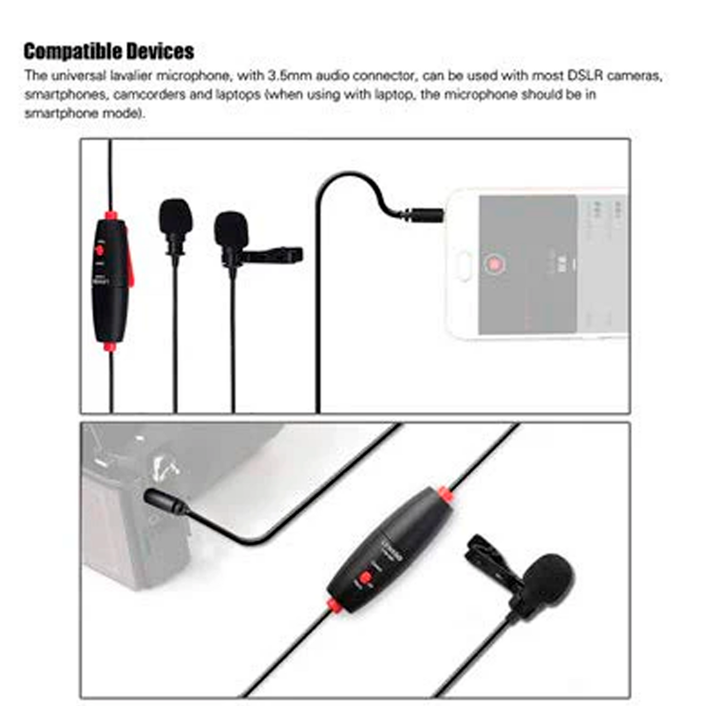 LensGo LYM-DM1 Double Mini Omni-directional Lavalier Condenser Microphone