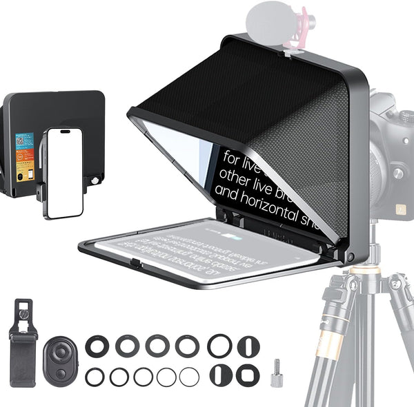 LENSGO TC7 8” Teleprompter for iPad Tablet Smartphone DSLR Camera w/Remote Control, APP Compatible with iOS & Android System for Online Teaching Vlog Live Streaming (TC7)
