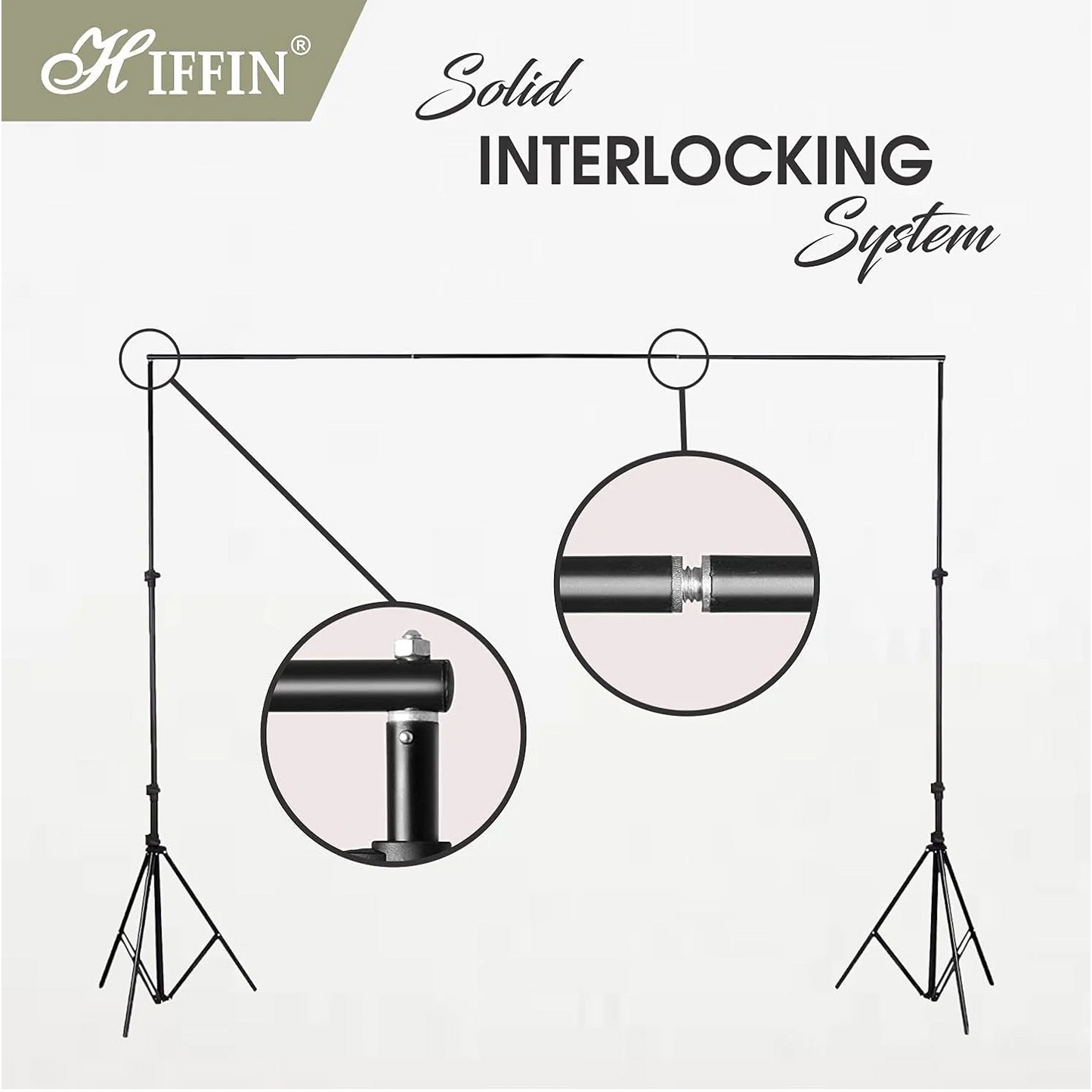 HIFFIN® Curtain Rods with Conversion Adapter Convert The Light Stand into a Background System 3 Feet Each Rod 3 Pcs Set (Curtain Rods with conversion adapter)