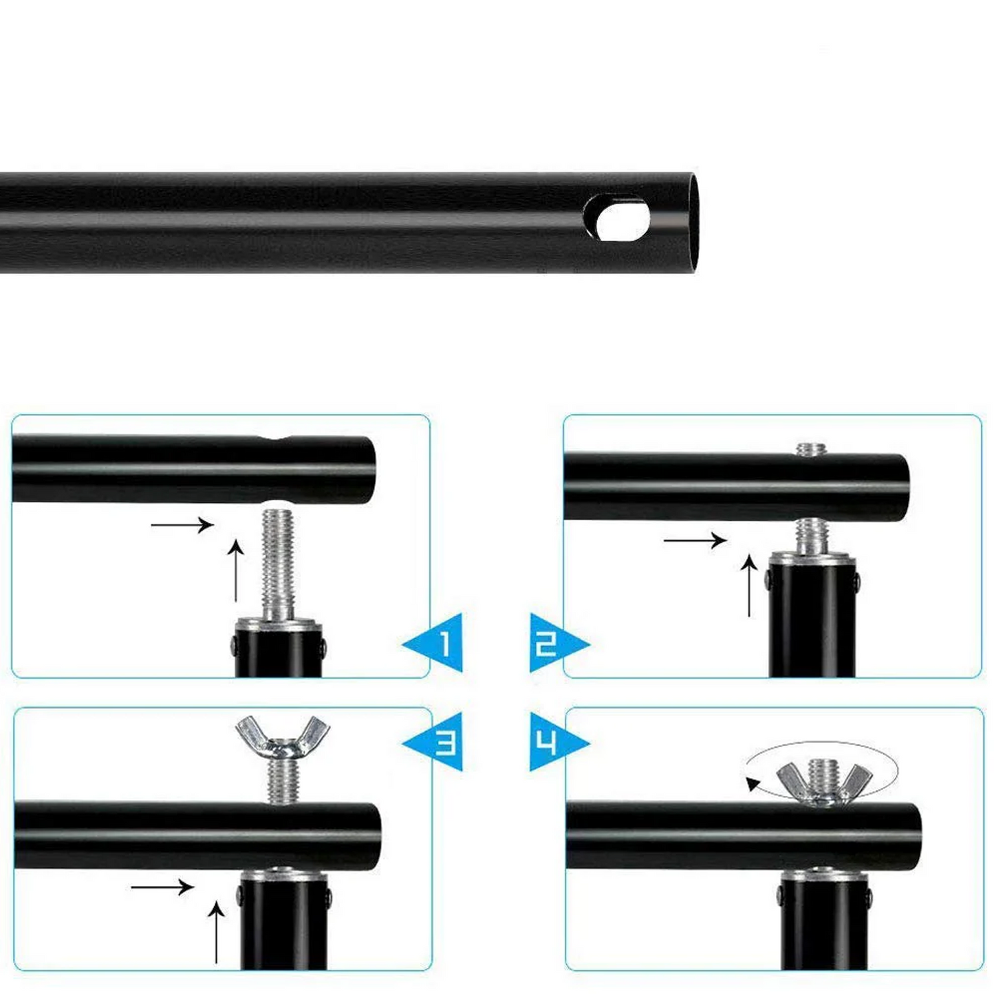 HIFFIN® Curtain Rods with Conversion Adapter Convert The Light Stand into a Background System 3 Feet Each Rod 3 Pcs Set (Curtain Rods with conversion adapter)