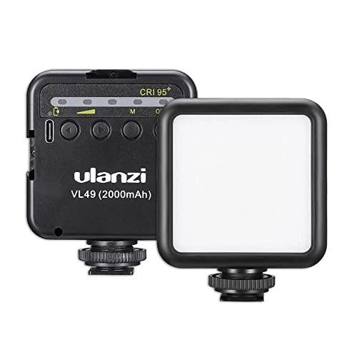 Ulanzi VL49 2000mAh LED Video Light, 3 Cold Shoe Mounts, Type C Charging