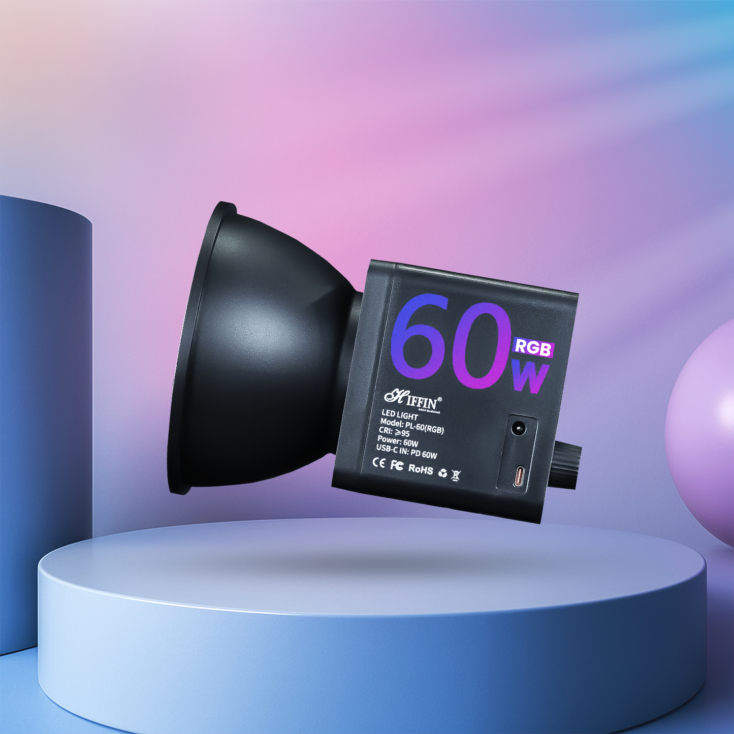 60 Watt RGB Portable Light |2500K-6500K | 26800mAh Battery | CRI 95+ | 24 Effects