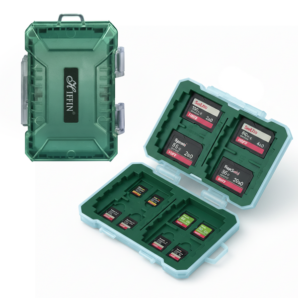 29-in-1 ABS+TPE Waterproof Memory Card Case for CFexpress A/B, SD, TF & SIM