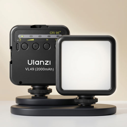 Ulanzi VL49 2000mAh LED Video Light, 3 Cold Shoe Mounts, Type C Charging