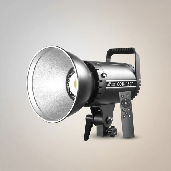 COB-150P 150W Bi-Color LED Video Light 3200K–5600K, 18CM Reflector, 13500 Lux, Dimmable 10–100%, AC Powered