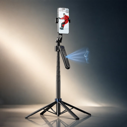 TELESIN 63" Smart Auto-Face Tracking Tripod, 360° Rotation, Remote & Gesture Control