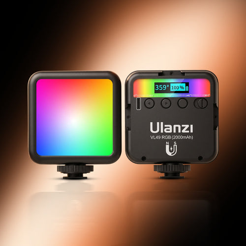 Ulanzi VL49 RGB Video Light, LED, 2000mAh, CRI 95+, 2500-9000K, Dimmable