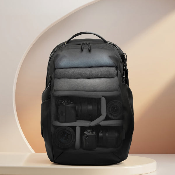 ULANZI YY038 Travel Camera Backpack 22L for Mirrorless DSLR, 16-inch Laptop Compartment, Anti-Theft Water-Resistant Photography Bag with Tripod Holder, Compatible with Sony Canon Nikon Fujifilm(Black)