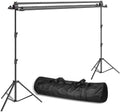HIFFIN® Triple Crossbar 10 ft Wide 8.5 ft Height Backdrop Stand, Photo Video Studio Heavy Duty Adjustable Photography Muslin Background Support System Kit - 3 in 1 Multi Backdrop Stand