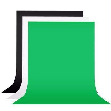 HIFFIN® 8 x 12 FT 3 PCS | Black | White | Green LEKERA Backdrop Photo Light Studio Photography Background