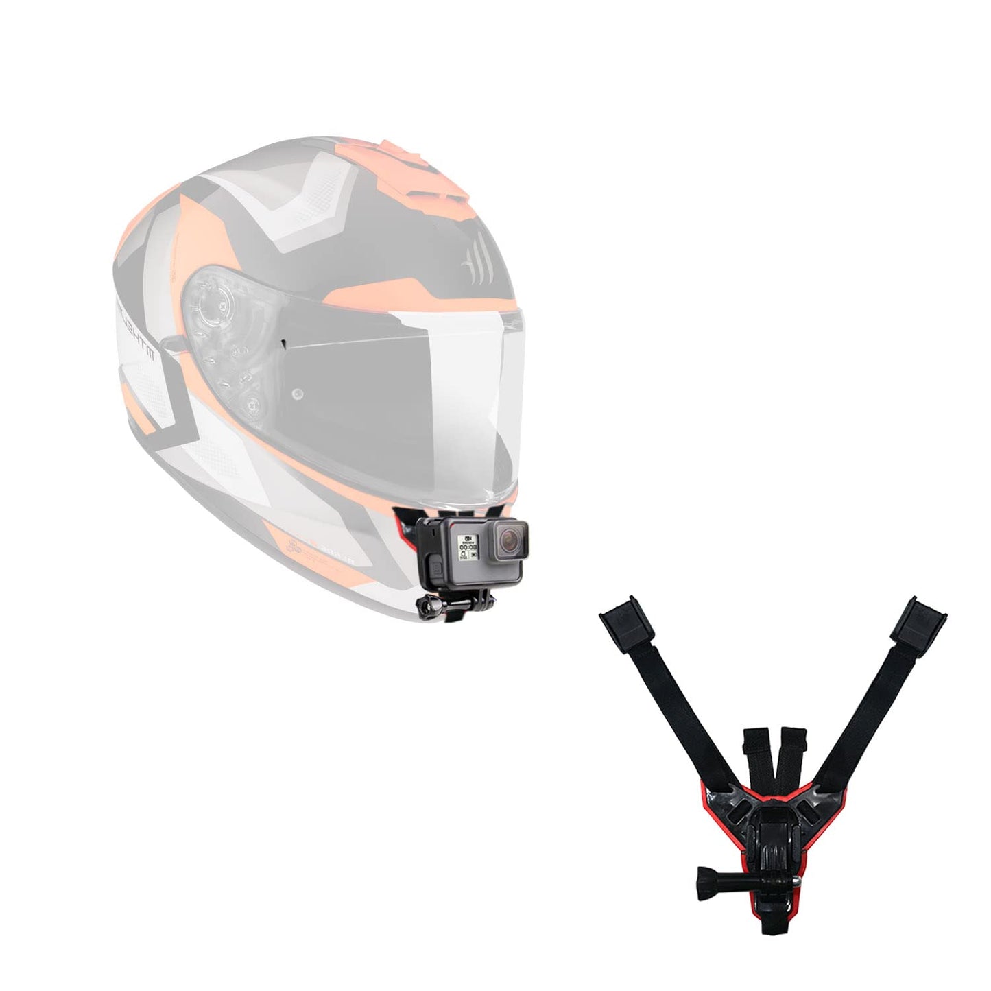 HIFFIN® Red Helmet Chin Strap Mount Compatible with Gopro Hero 9/8/7/6,SJCAM, Yi, DJI Osmo Action & Other Action Cameras