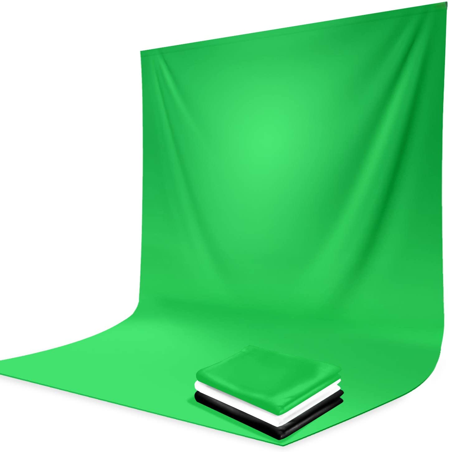 HIFFIN® 8 x 12 FT 3 PCS | Black | White | Green LEKERA Backdrop Photo Light Studio Photography Background