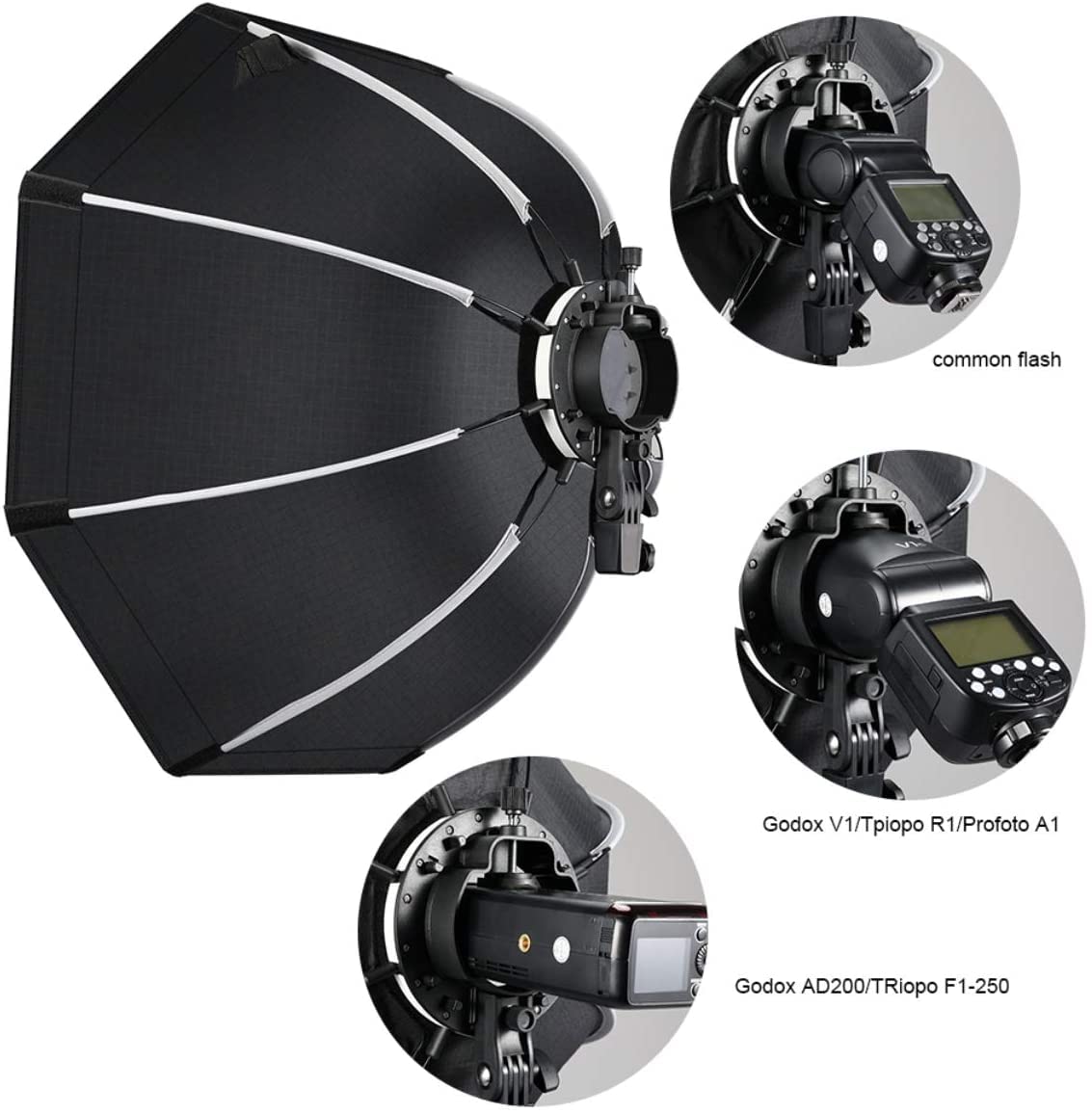 HIFFIN® 65cm V1 Flash Speedlite Softbox Portable Outdoor Octagon Umbrella Softbox with 9 fit Light Stand for ptoto Studio