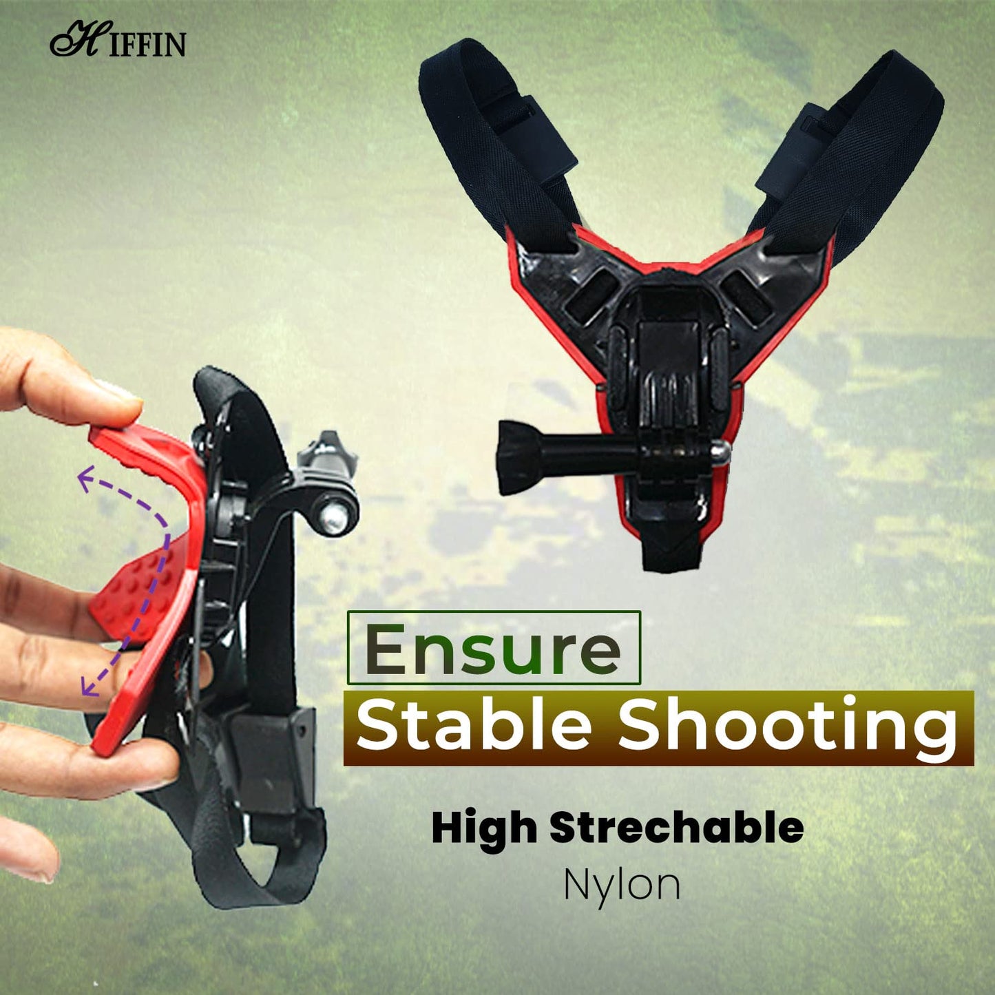 HIFFIN® Red Helmet Chin Strap Mount Compatible with Gopro Hero 9/8/7/6,SJCAM, Yi, DJI Osmo Action & Other Action Cameras