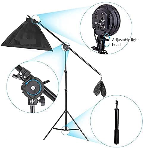 HIFFIN® 5 PRO Quadlux Mark III Soft Led Still & Video Light Softbox 3 Point Lighting Kit with Backdrop Stand, 9x10ft Photo Video Studio Muslin 1 x Curtain Green | Stand Backdrop Support System Kit