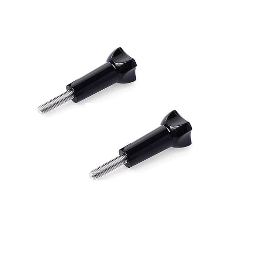 HIFFIN® Long Thumbscrew with Cap Thumb Screw Stainless for Go Pro Accessories Monopod Handhold Stick Mount Compatible with All Go Pro Hero Cameras Black - Set of 2 Piece